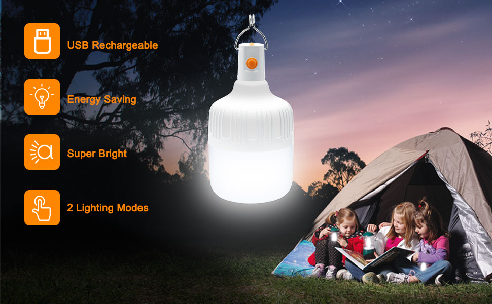  LED Camping Lamp USB Rechargeable Camping Lantern Rechargeable Portable Garden Lantern 