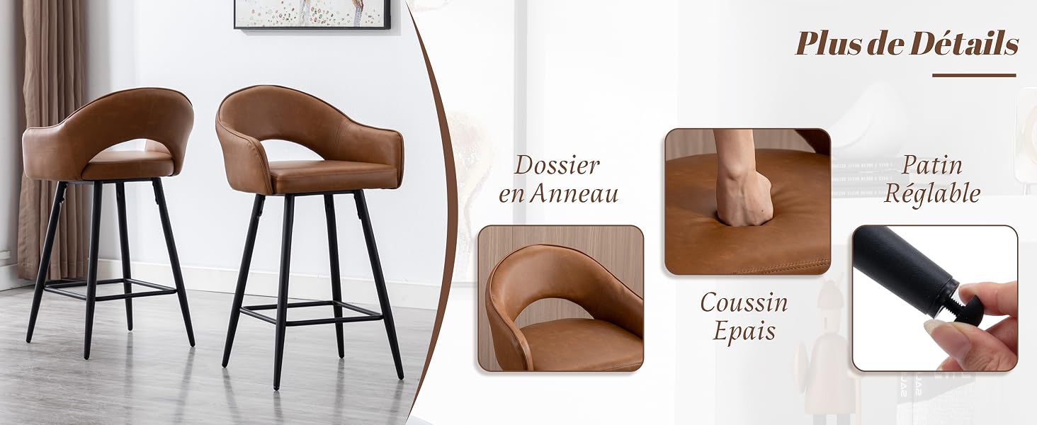 tabouret de bar pivotant lot de 2