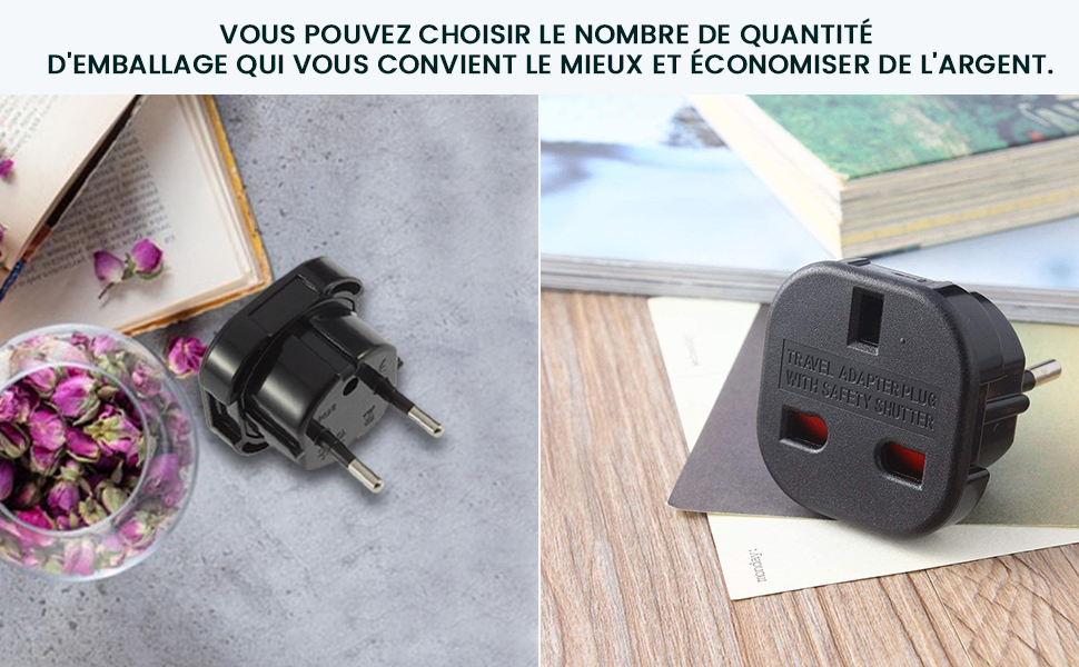 Adaptador de viaje con enchufe de Reino Unido a Francia