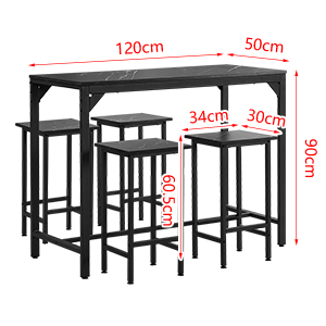 Tavolo da pranzo con 4 sedie, tavolo da bar, 120 x 50 cm, tavolo da pranzo con 4 sedie, tavolo da bar