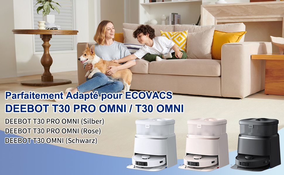 Kit de Remplacement pour ECOVACS DEEBOT T30 PRO OMNI / T30 OMNI Aspirateur Robot