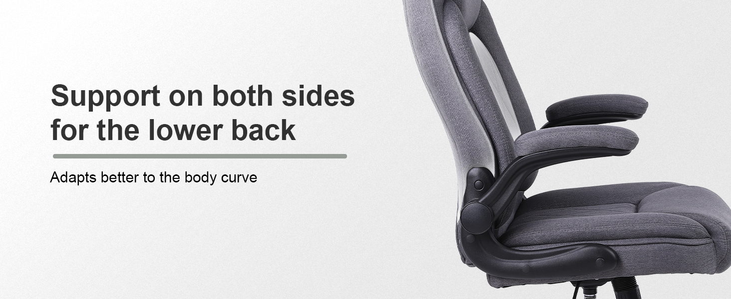 the both sides of the ergonomic chair are shown.
