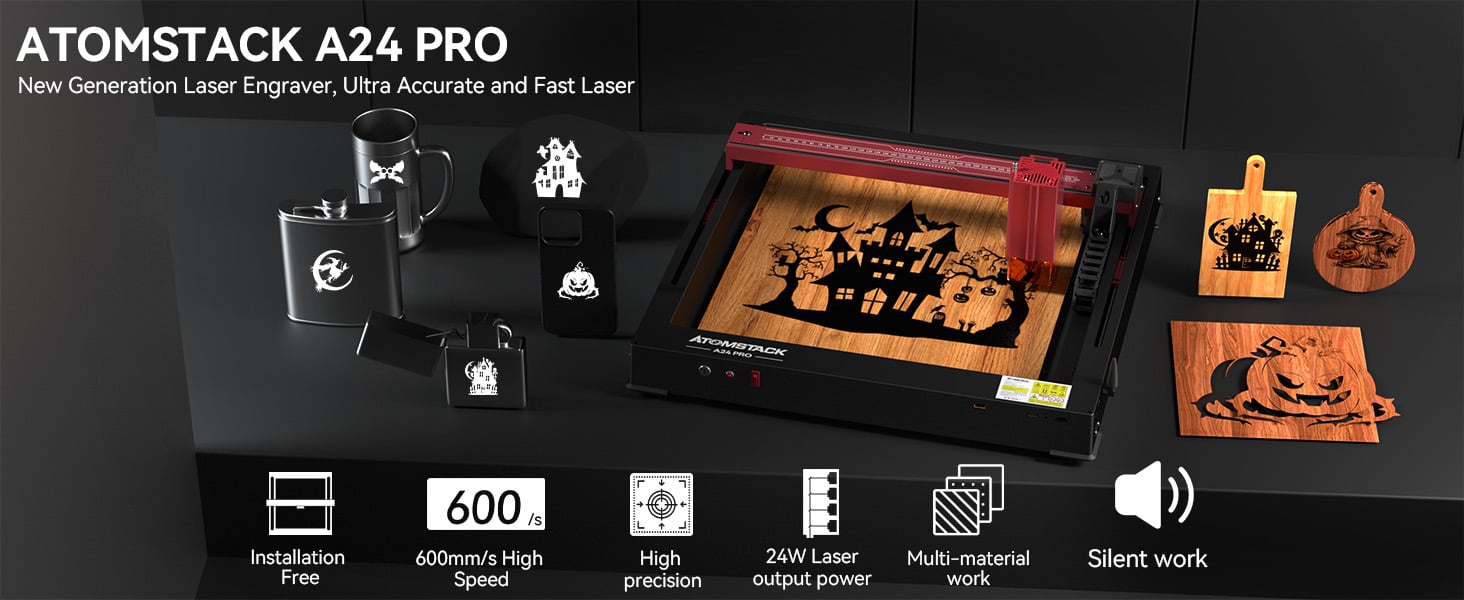 AtomStack A24 Pro Optical Power 24W Laser Engraver Unibody Frame No As