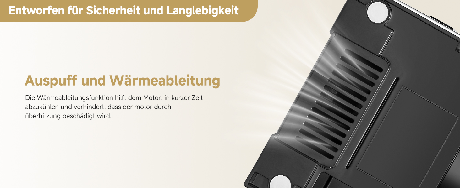 Nahaufnahme des Kühlkörpers und der Auspuffanlage eines schwarzen elektronischen Geräts mit detaillierter Kühlrippenstruktur für das Wärmemanagement