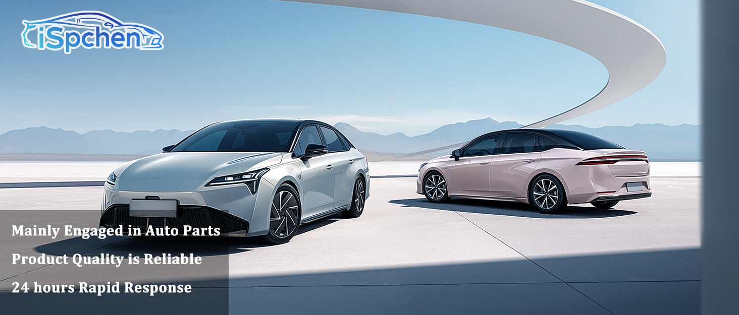 Two sleek electric sedans, one white and one rose gold, parked on a reflective surface with mountains in the background. Cars feature aerodynamic designs with smooth contours.