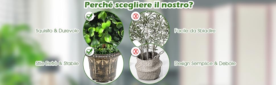 COSTWAY Pianta Finta 75 CM, Albero Finto Realistico a 3 Sfere in Vaso da  Interno ed Esterno, Sfere di Bosso Artificiale da Portico, Soggiorno ed  Ingresso