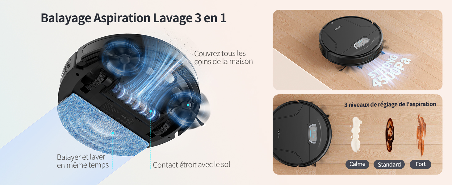 Robot Aspirateur Laveur INOMI LE7 Avec Télécommande - Autonomie 120min, Sans Fil, Filtre HEPA