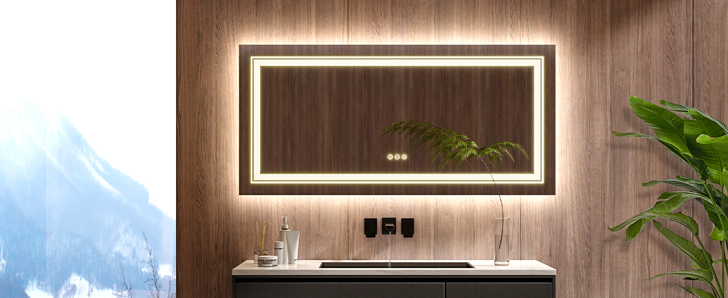 LUVODI Grande Specchio da Bagno con LED luce da parete