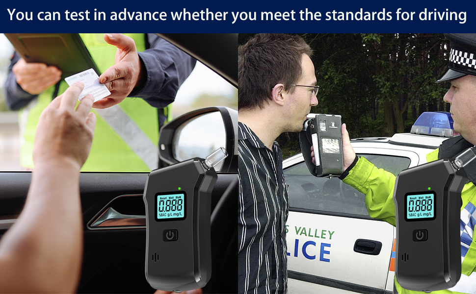 Text reads 'You can test in advance whether you meet the standards for driving'. Series of images showing various driving test scenarios with mobile devices.