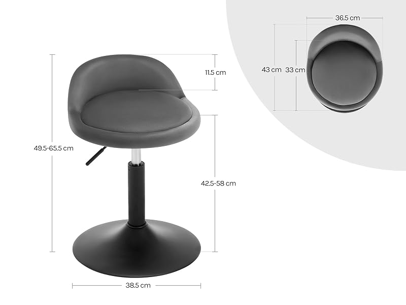 WOLTU Taburete Tocador, Silla Escritorio Ergonomica, Taburete con Respaldo, Altura Ajustable