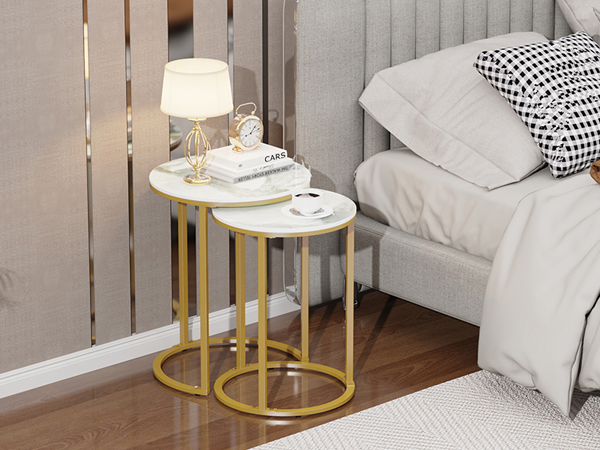 FATIVO Table d’Appoint en Marbre