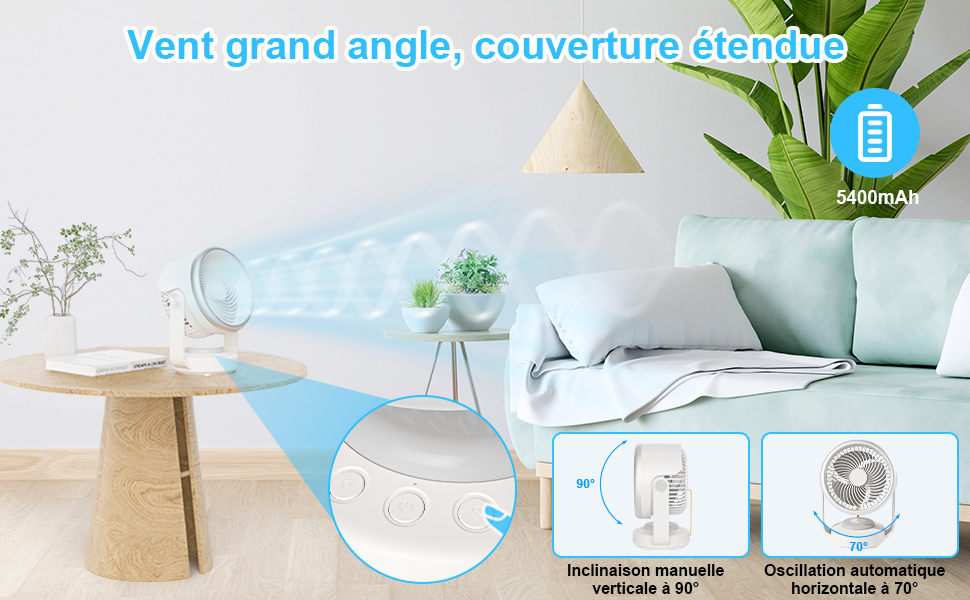 5400mah Ventilateur Circulateur d'Air