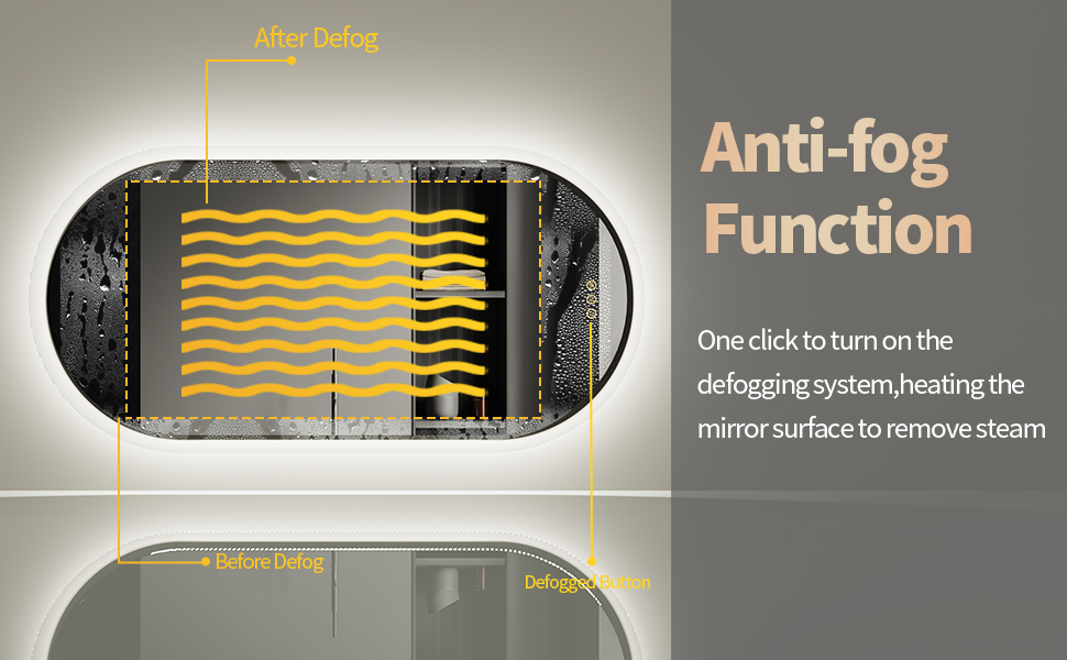 Miroir de salle de bain ovale anti-buée