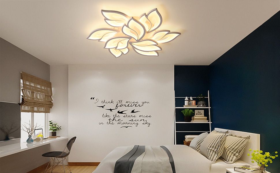 Eiinee Modern LED Ceiling Light, White Flower Petal Shape 75W Dimmable Acrylic Ceiling Lamp Fixture