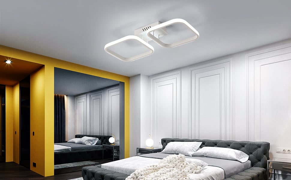 Plafoniera moderna a 2 lampade a sospensione LED quadrate bianche per cucina