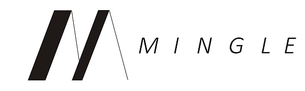 Minimalist logo design featuring the word 'MINGLE' in a sans-serif font. The letter 'M' is stylized with bold, angular lines.