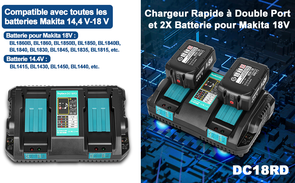 batterie et chargeur pour makita 18v