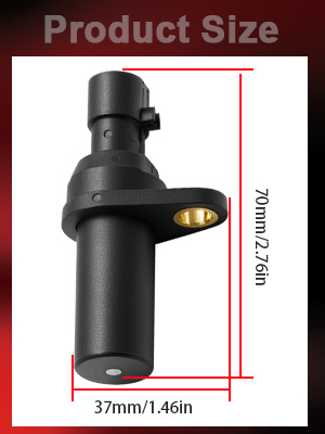Text reads: 'Product Size' Technical product diagram showing black component with dimensions 37mm/1.46in on one axis.