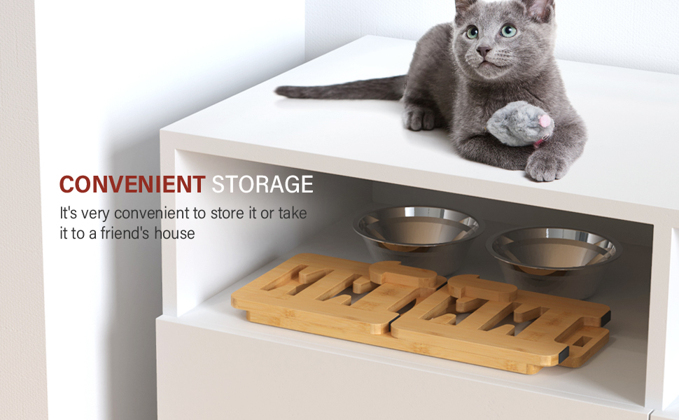 Vantic Comederos elevados para perros pequeños y gatos - Bambú ajustable