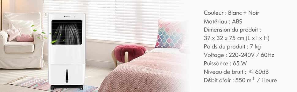 COSTWAY Rafraîchisseur D'Air Mobile 4 En 1 65W Réservoir 20L Ventilateur Humidificateur Oscillation 40° 3 Modes 4 Vitesses Minuterie 7,5H, 2 Glacières Inclus -Climatiseur Et Ventilateur AAHKMJXYDAFdJAOAIMEbOAchlkWZ0oakZn uVZ0mPidMNbILvCvspZ4oG3fPgIqc1P26RdPiG8KHKUtblW5 ULKvLD1OHzwX jolGWPZGyLZfOVLlSfwLuItk9qX6KJWFbvi3A3thqeeMViKV9GxiRgmDrxeHSlbjojhWiPaIftLXXuVum6u0Dfo1zhY YCyX4uplN Mr51g pIAn DZeFo