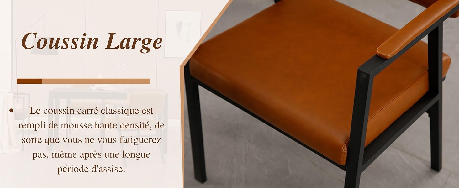Chaise de salle à manger avec pieds en métal