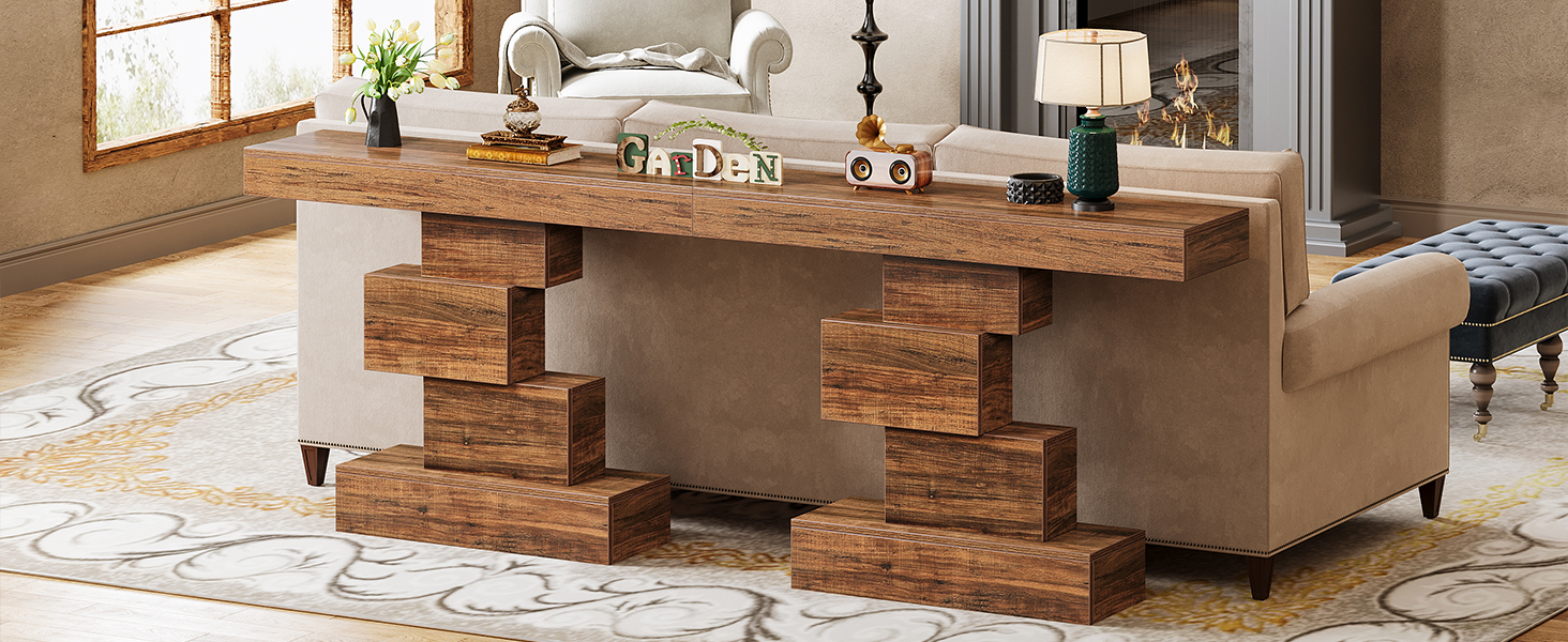 Robuust metalen frame met houten details