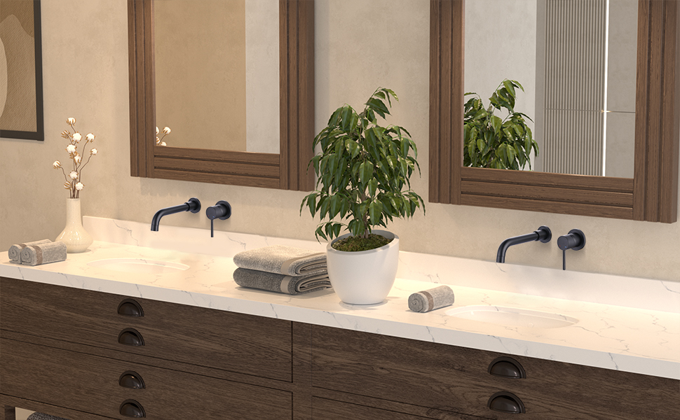 Mitigeur Washbasin Mural Robinet Salle de Bain Baignoire Washbasin Cabinetry Vasque Encastré Murale