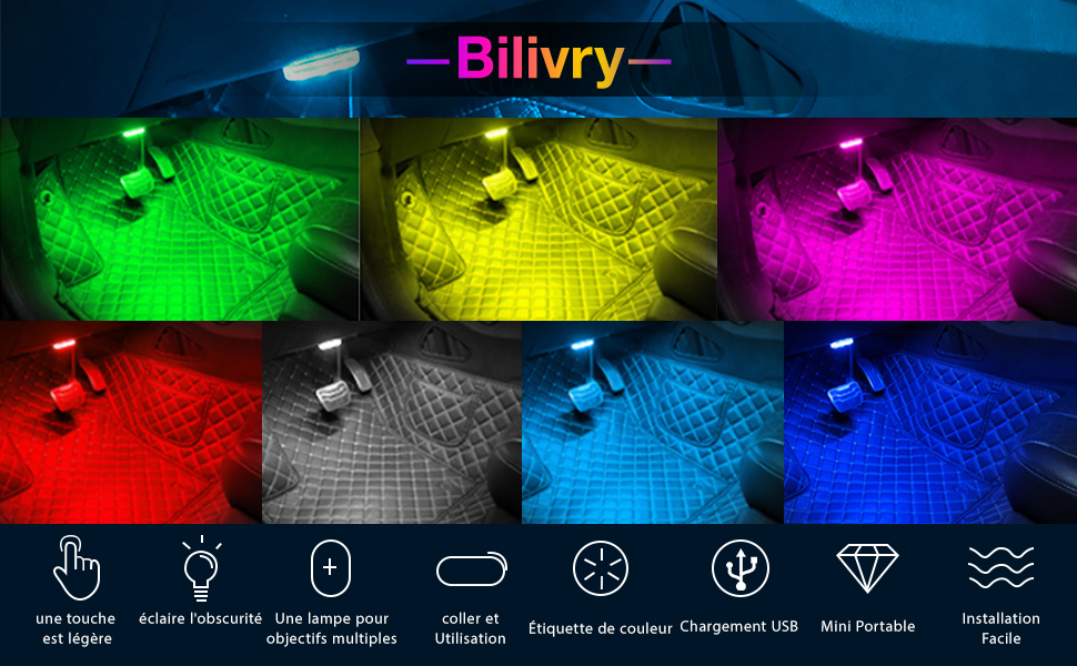 Iluminación interior LED para coche sin pegamento
