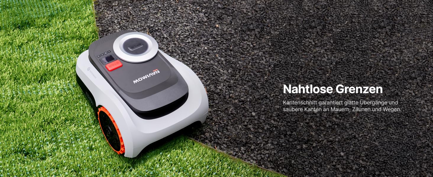 Der Rasenroboter, der auf grünem Gras abgebildet ist, scheint ein automatisiertes Gerät zur Rasenpflege zu sein.