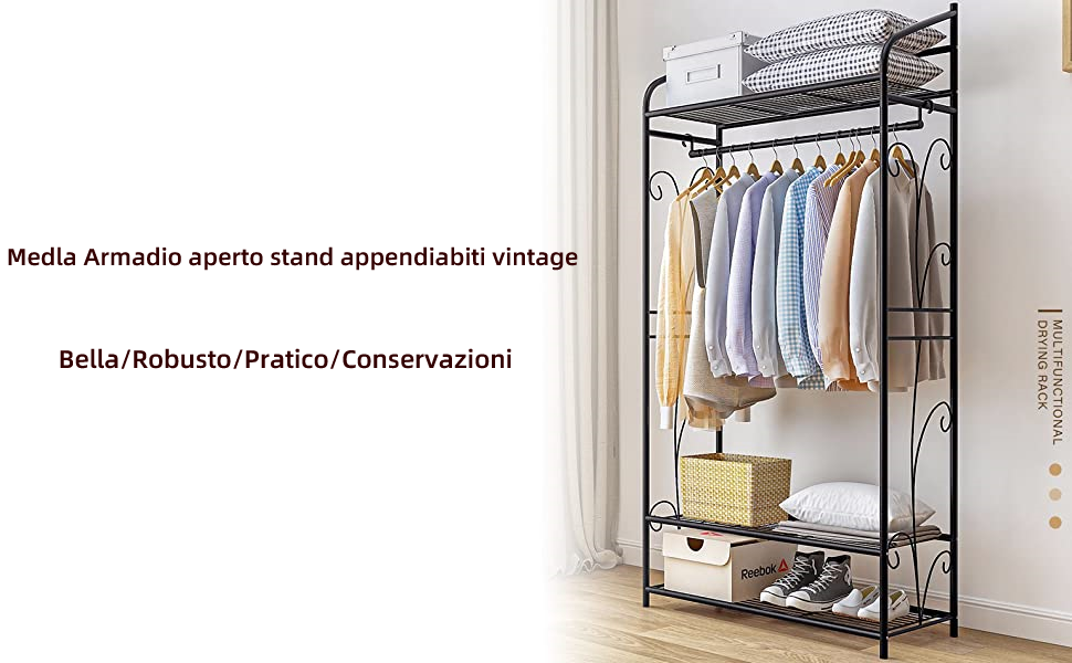 Armadio Guardaroba Appendiabiti con Ripiani