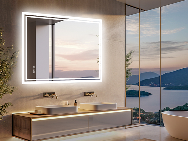 LUVODI Specchio da Bagno con LED luce da parete