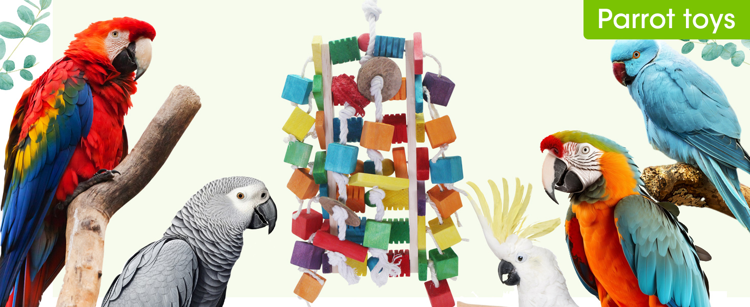 african grey parrot toys colored wood block tearing toys bird cage accessories suitable