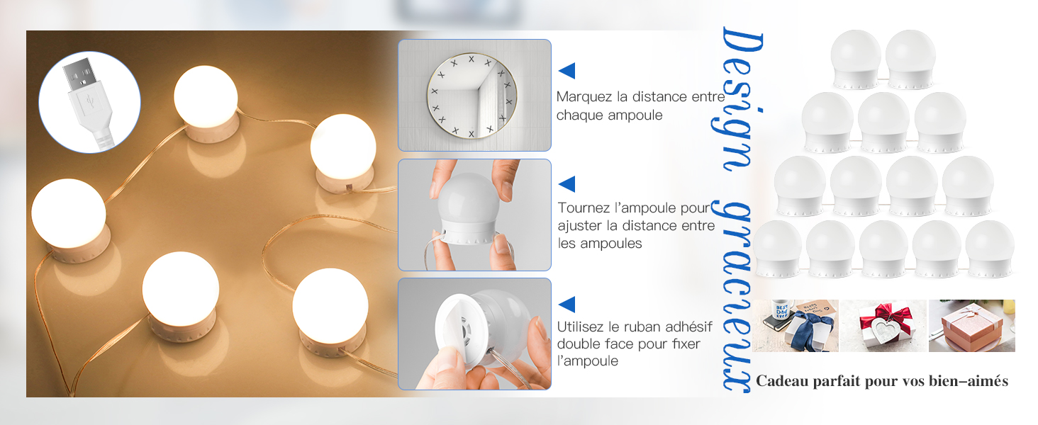 Luz LED, espejo LED, tocador, espejo LED, lámparas para espejo de baño