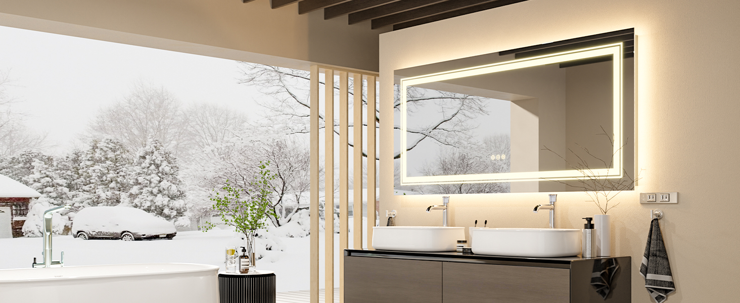 LUVODI Grande Specchio da Bagno con LED luce da parete
