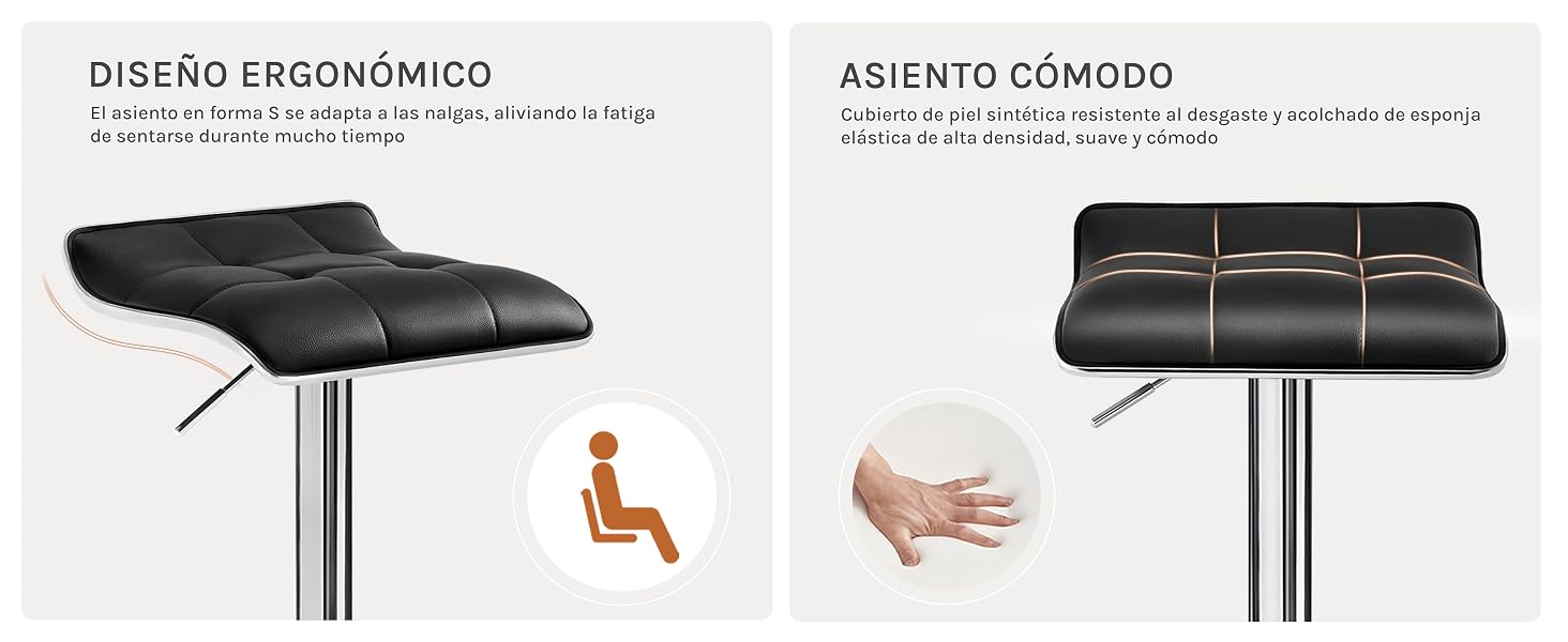 que muestra características de diseño ergonómico, con paneles divididos que demuestran comodidad y amortiguación