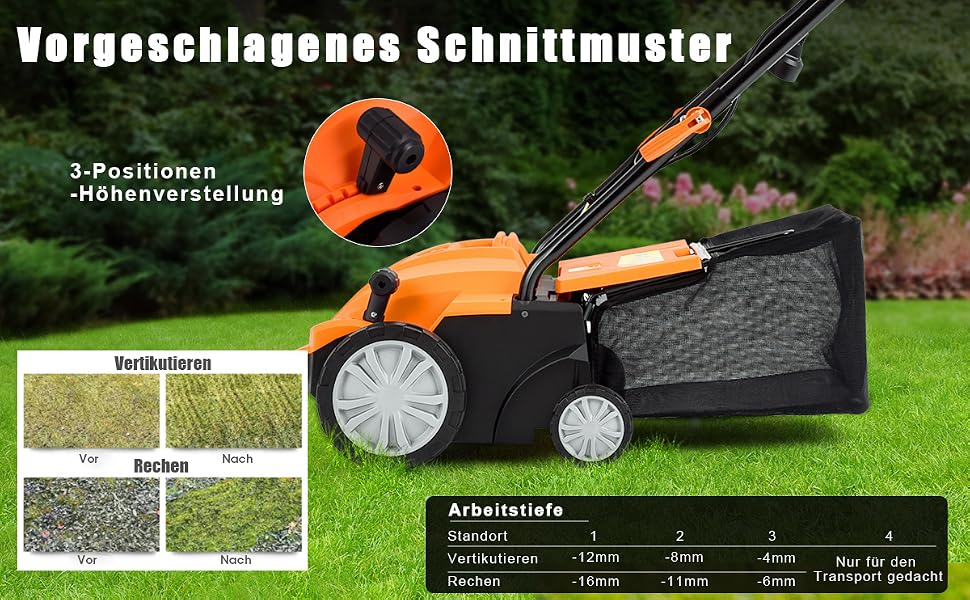 COSTWAY Elektro Vertikutierer Rasenlüfter