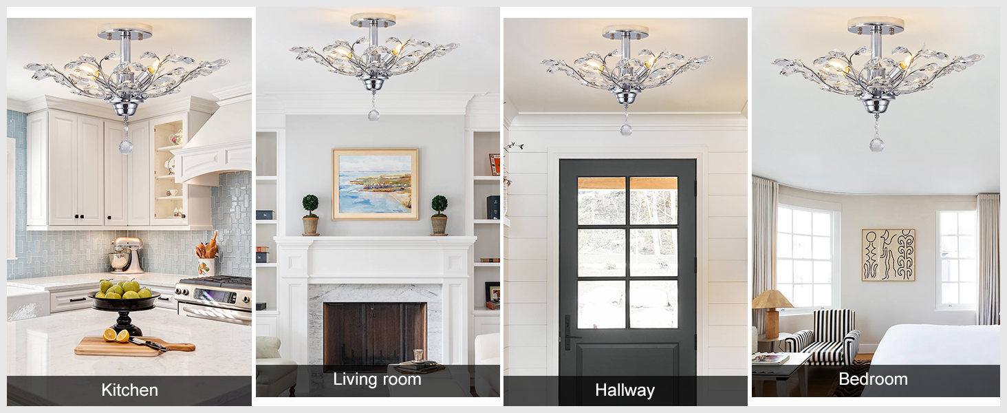 modern crystal ceiling light chrome