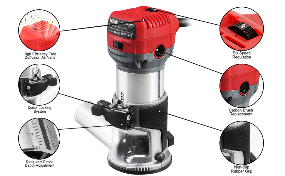 TEENO Défonceuse Affleureuse Électrique 710W