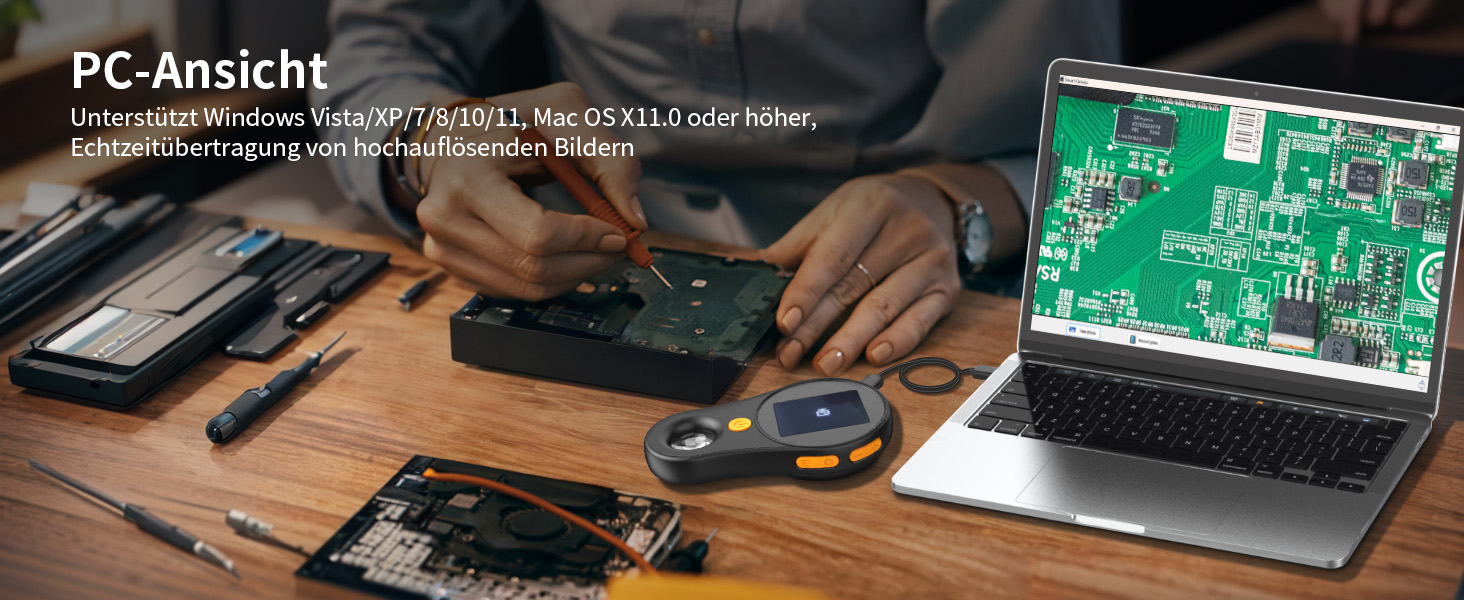 Microscopio Digitale Portatile 500X - Schermo IPS 2 Pollici, 8 LED, USB-C, Per PC Windows, Nero - Foto 9