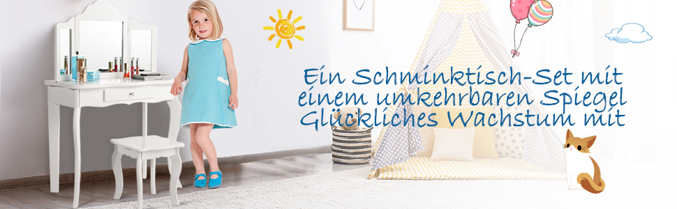 Kinder Schminktisch und Stuhl, Kinderschminktisch Schminken Spielen, Kinder Frisiertisch