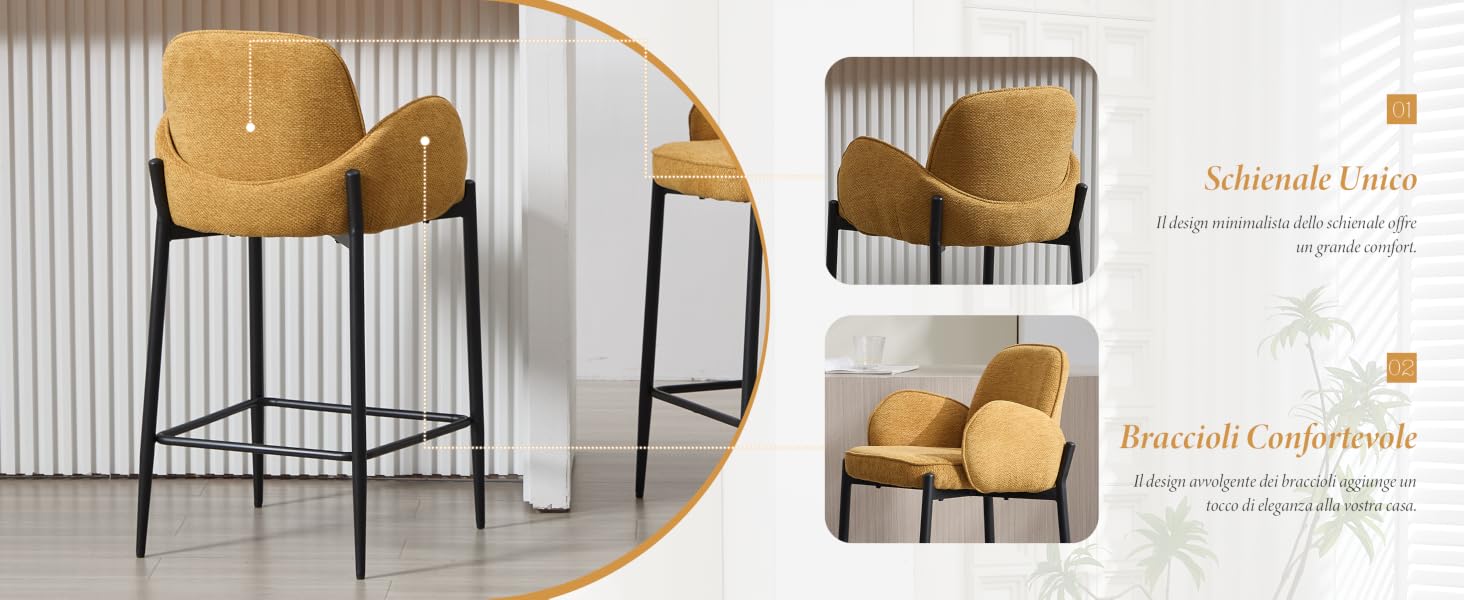 Viste multiple di eleganti sedie da pranzo imbottite con schienali curvi classici e dettagli decorati, mostrate in tessuto beige su sfondo bianco.