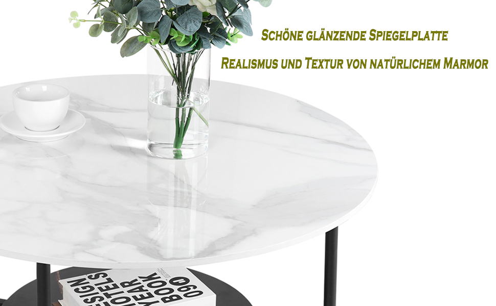 Rund Couchtisch Weiß Marmor