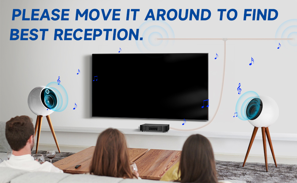 a family sitting in front of a tv with music notes on it.