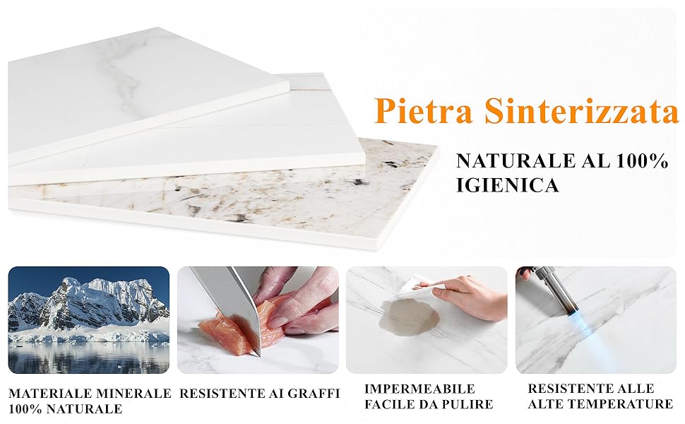 Tavolino da Salotto,Marmo Rotondo Tavolino con gambe in metallo,Scaffale Aperto bianco