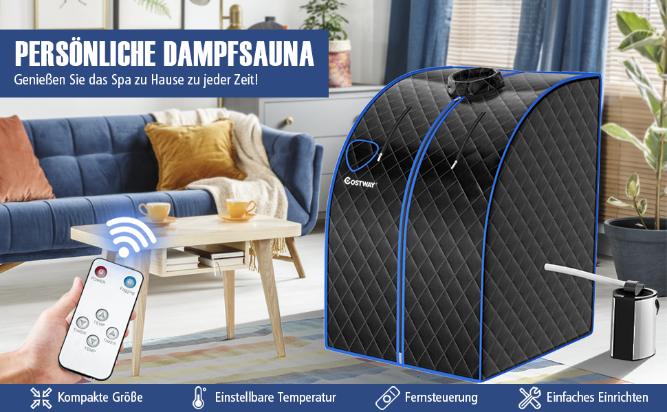 3L Mini Dampfsauna mit Zerstäubungsfunktion Heimsauna mit Fernbedienung Wärmekabine Sitzsauna