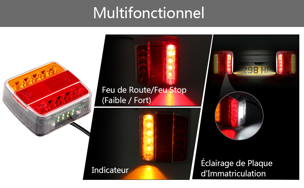  LED Feu Arrière pour Remorque