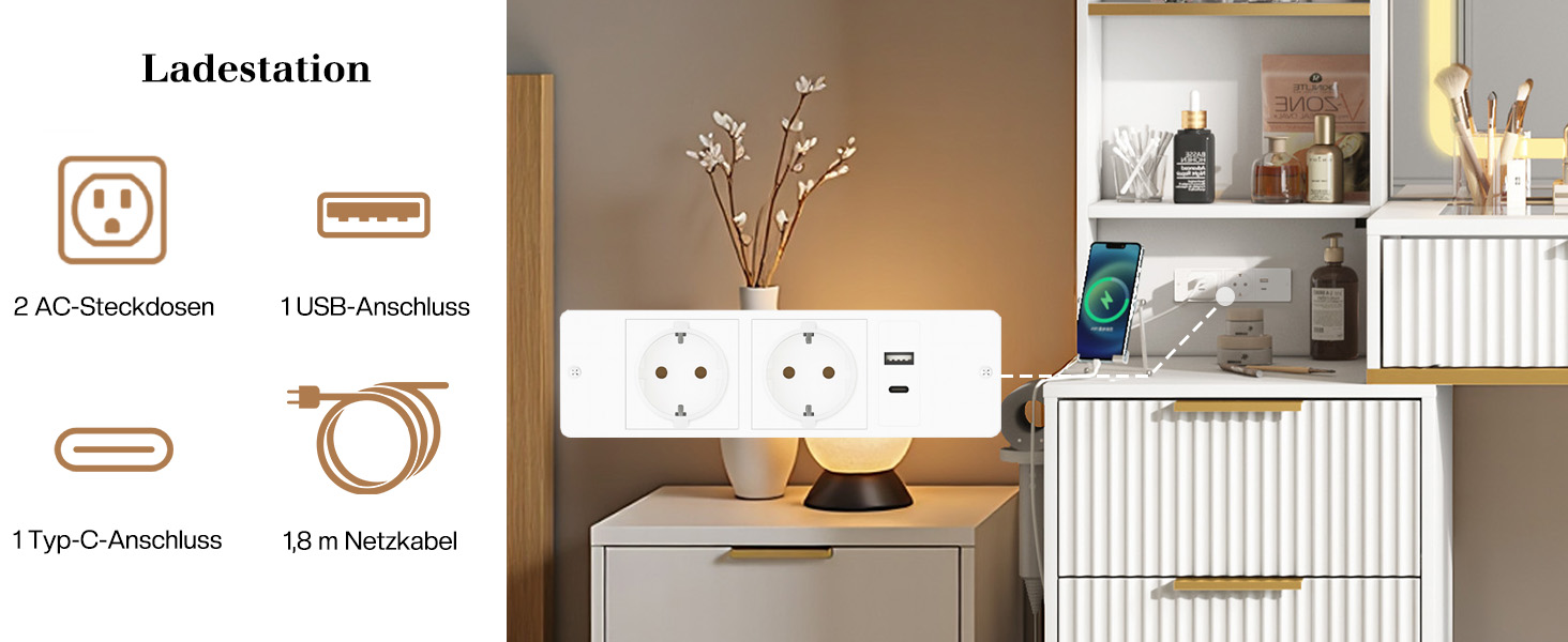 Der Text lautet „Ladestation“. Reihe minimalistischer Symbole und Illustrationen, die Designs von Ladestationen oder Steckdosen in einem klaren, modernen Stil auf weißem Hintergrund zeigen.