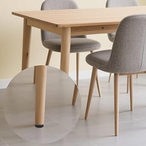 Modern dining set featuring light wood table with tapered legs and gray upholstered chairs. Multiple angles show clean, minimalist design in neutral room setting.