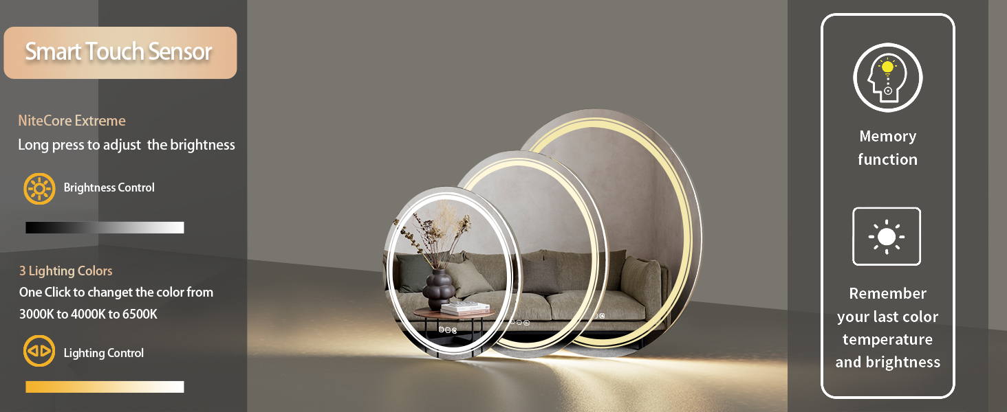 LUVODI Rotondo Specchio da bagno con LED da Parete Specchio Bagno Retroilluminato e Frontale luce