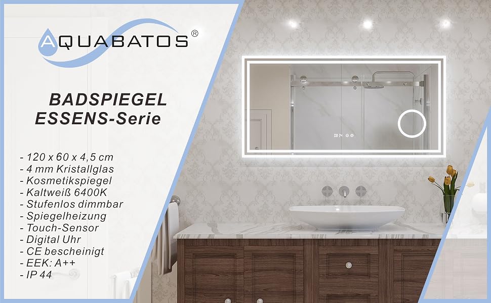 ESSENS Typ D Badspiegel mit LED Beleuchtung